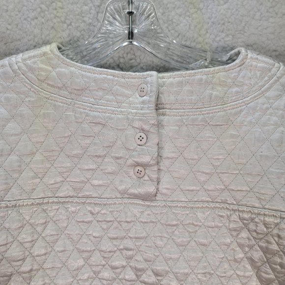 Vintage Tangiers Ivory Satin Shiny Quilted Puffer Unique Street Cropped Sweater - Picture 10 of 16